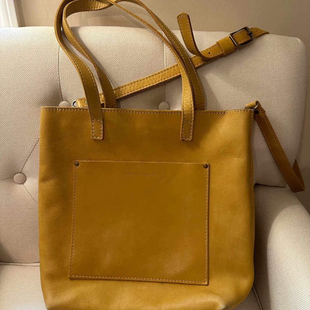 Portland Leather Yellow Tote Bag with Structured Design